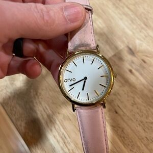 Arvo Time Sawyer Watch Ladies 40mm Gold Tone Pink Leather Band New Battery